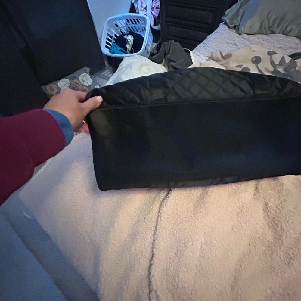 DSW black satin duffel bag. - Picture 10 of 16